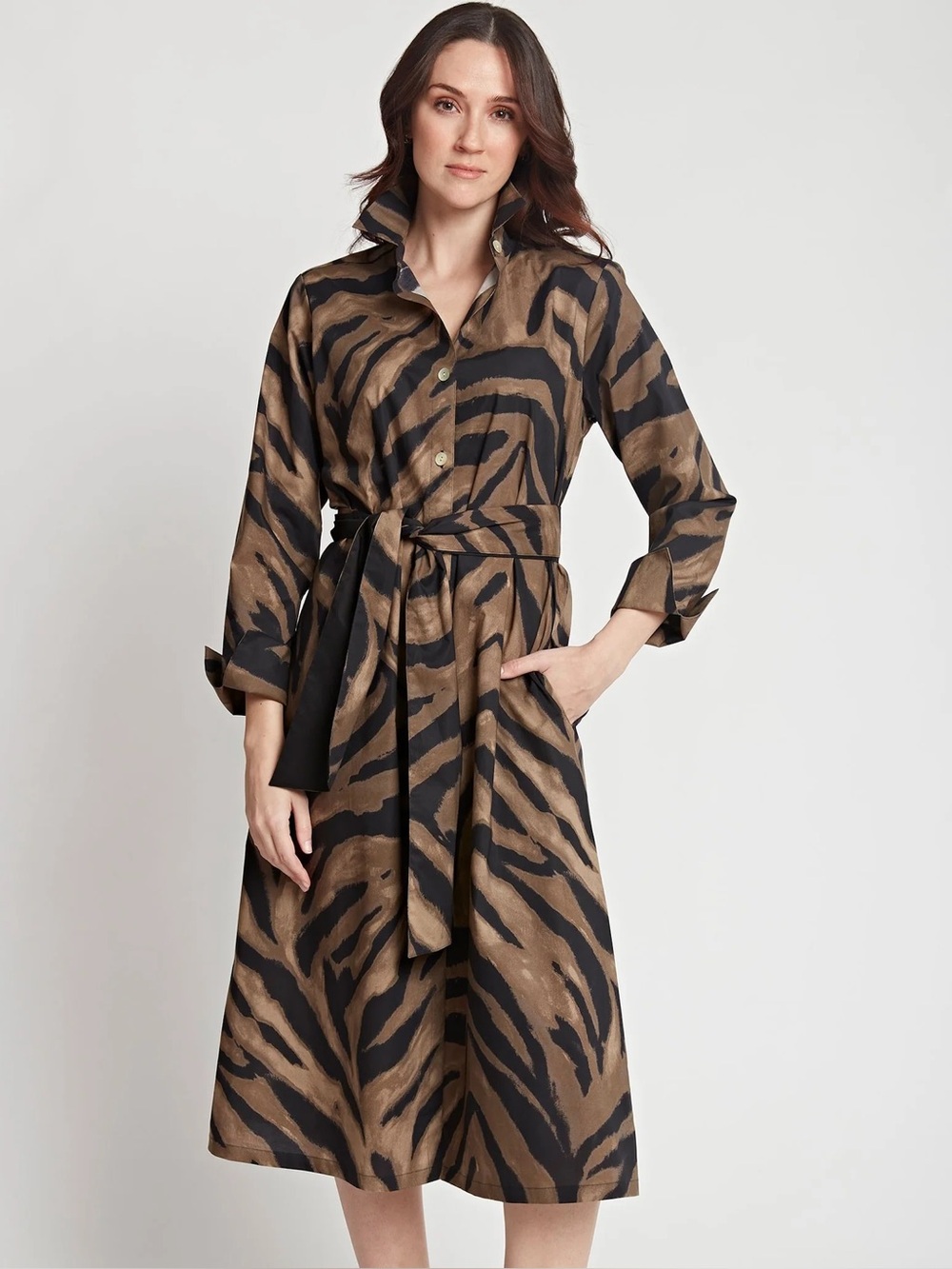 Hinson Wu Tamron Long Sleeve Abstract Zebra Print Dress Size XS